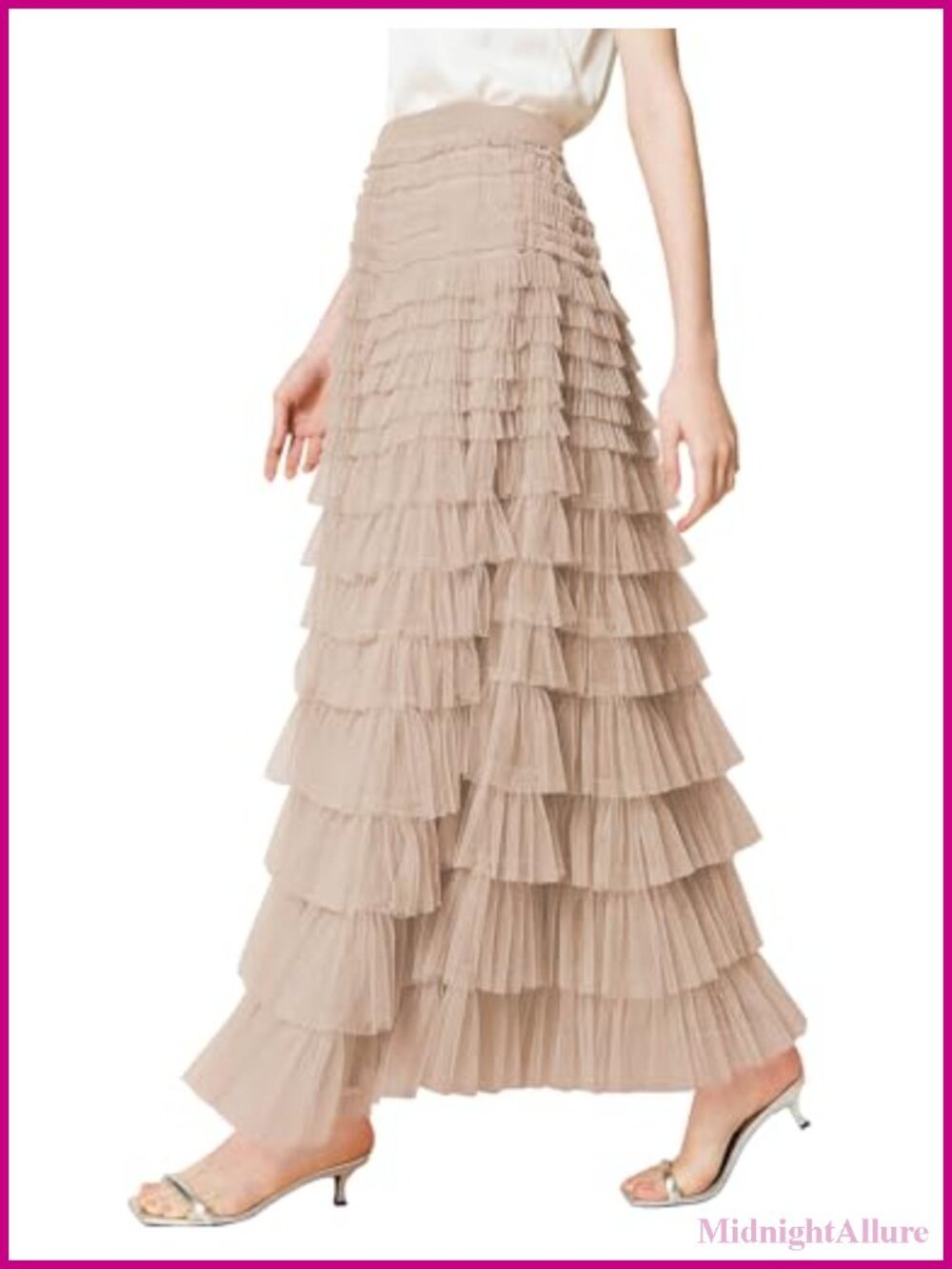 Tulle Maxi Skirt High Waist Tiered A Line Layered Fairy Skirt Wedding Guest